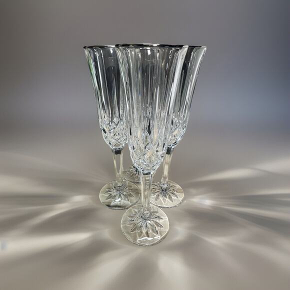 Set/4 Noritake Rockford Wedding Champagne Flute FULL LEAD CRYSTAL No Box Gift - Picture 2 of 8